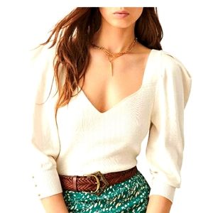 NWT Ba&sh sweetheart neckline, sweater in Ivory size 1=small